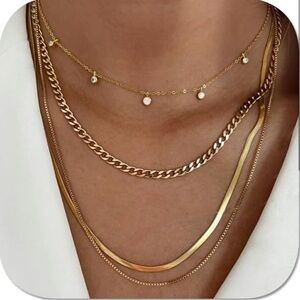 14k Gold Plated 4pc Cubic Zirconia Chain Necklace